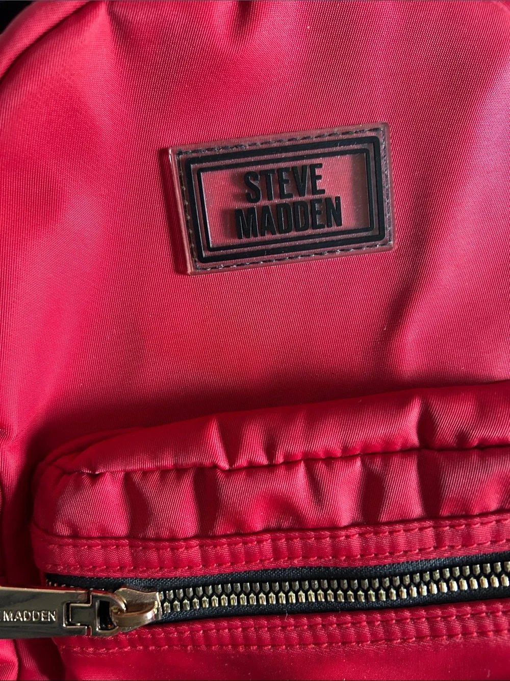 Steve Madden Red Mini Backpack with Black Strap